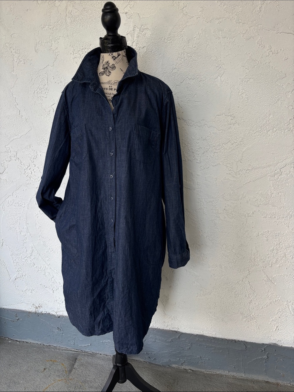 Joan Rivers Navy Long Sleeve Shirt Dress